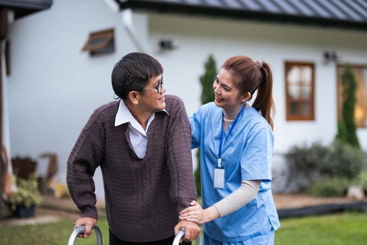 women in long term care planning looking after man