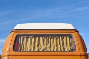 Top of an orange vintage van