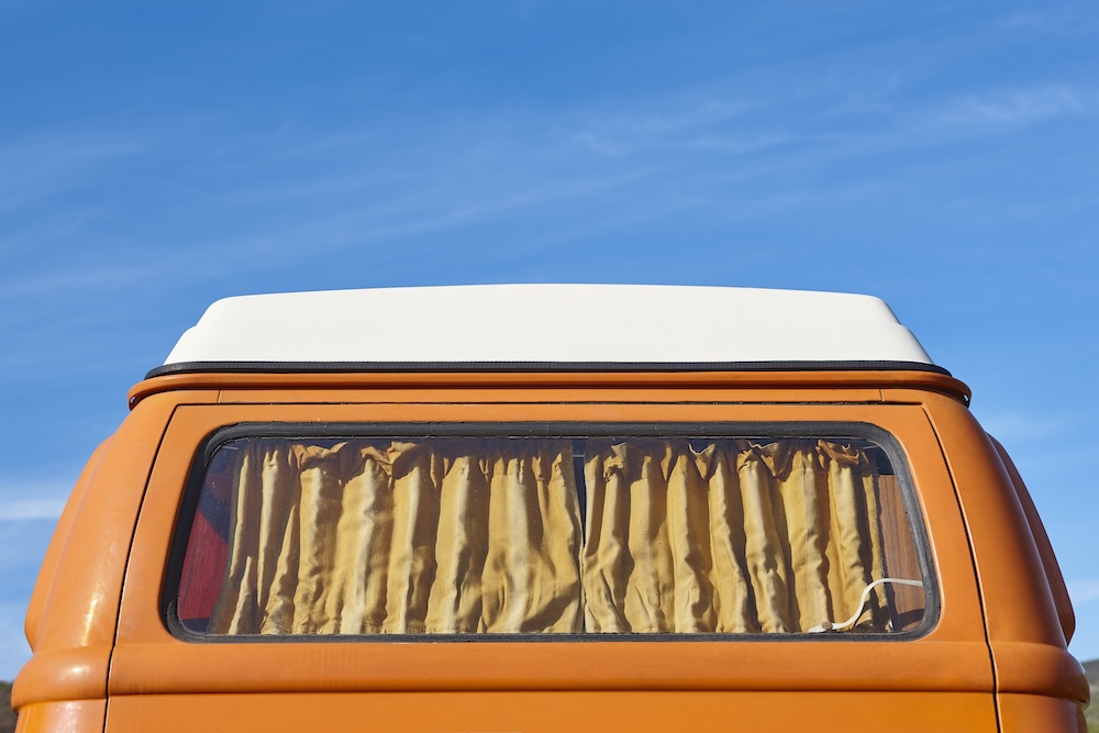 Top of an orange vintage van