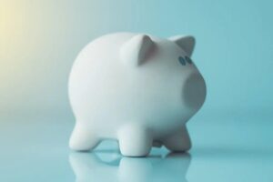 Penny bank on a blue background