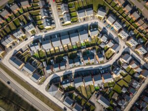 localized housing market from aerial view