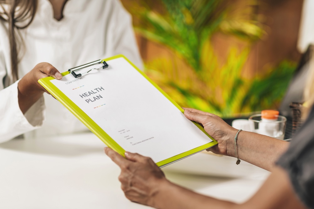 person signing up for a healthcare plan