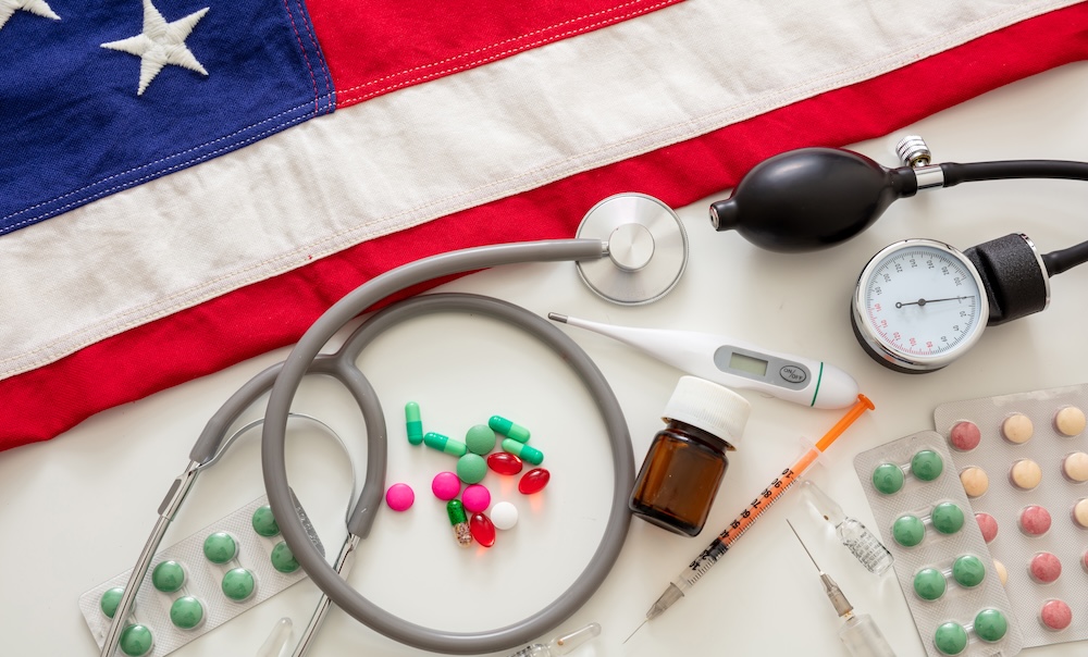 us flag and healthcare representation